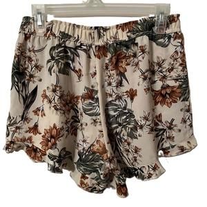 Easel Sz Medium Multicolor Floral Shorts Elastic Waist Ruffle Boho Lightweight